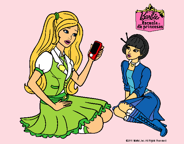 Dibujo Barbie con el teléfono móvil pintado por Lin187