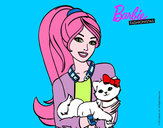 Dibujo Barbie con su linda gatita pintado por queyla