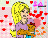 Dibujo Barbie con su linda gatita pintado por superahi