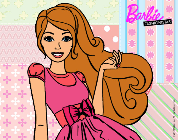 Dibujo Barbie con su vestido con lazo pintado por Lin187