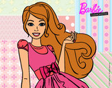 Dibujo Barbie con su vestido con lazo pintado por Lin187