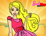 Dibujo Barbie con su vestido con lazo pintado por purpuly