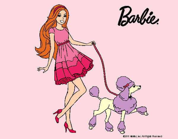 Dibujo Barbie paseando a su mascota pintado por Lin187