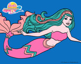 Dibujo Barbie sirena pintado por queyla