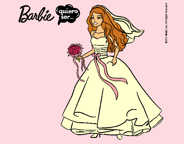 Dibujo Barbie vestida de novia pintado por Lin187