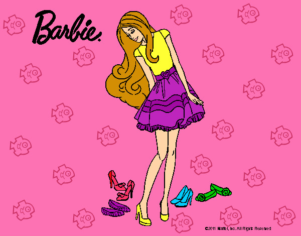 Dibujo Barbie y su colección de zapatos pintado por KaRoo
