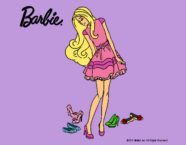 Dibujo Barbie y su colección de zapatos pintado por Lin187