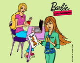 Dibujo Barbie y su hermana merendando pintado por Lin187