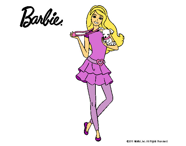 Dibujo Barbie y su mascota pintado por Lin187