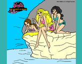 Dibujo Barbie y sus amigas sentadas pintado por fgrfgfrtdr