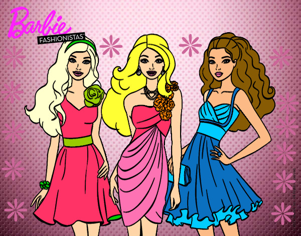Dibujo Barbie y sus amigas vestidas de fiesta pintado por _aniita_