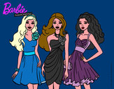 Dibujo Barbie y sus amigas vestidas de fiesta pintado por chiquit