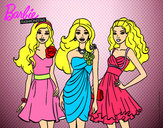 Dibujo Barbie y sus amigas vestidas de fiesta pintado por gra213