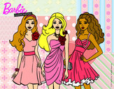 Dibujo Barbie y sus amigas vestidas de fiesta pintado por leslie2002