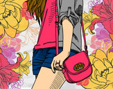 Dibujo Chica con bolso pintado por giselle16