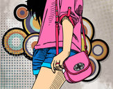 Dibujo Chica con bolso pintado por keit