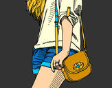 Dibujo Chica con bolso pintado por patry1234