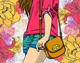 Dibujo Chica con bolso pintado por vanhee