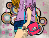 Dibujo Chica con bolso pintado por yoyika
