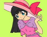 Dibujo Chica con sombrero pamela pintado por seimi2