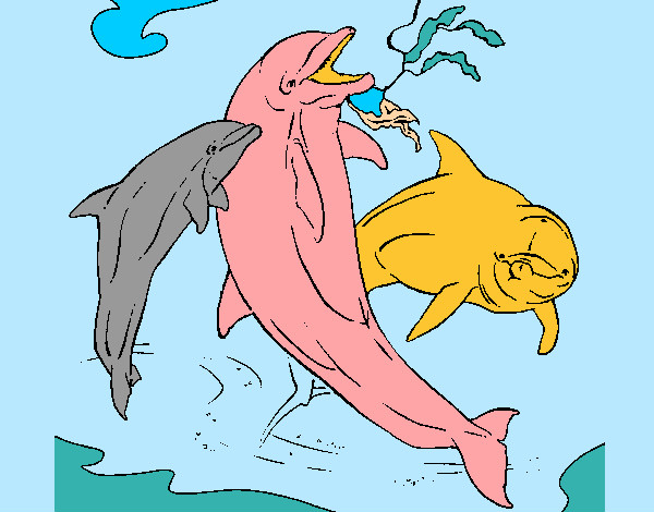 Dibujo Delfines jugando pintado por solsticio