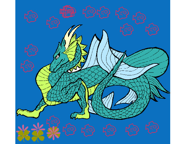 Dibujo Dragón de mar pintado por danifinal