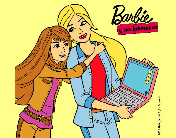 Dibujo El nuevo portátil de Barbie pintado por Lin187