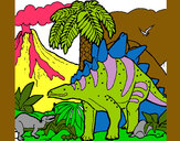 Dibujo Familia de Tuojiangosaurios pintado por jhosa