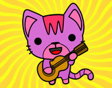 Dibujo Gato guitarrista pintado por florcita02