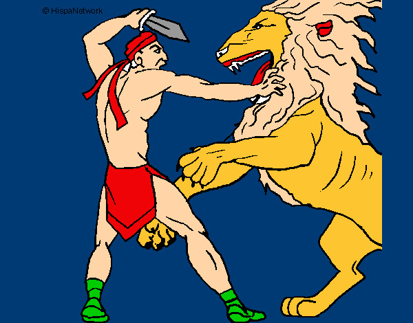 Dibujo Gladiador contra león pintado por Isabel_car