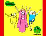 Dibujo Jake, Princesa Chicle y Finn pintado por QUESO3000