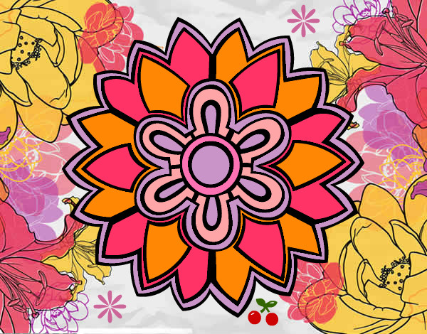 Dibujo Mándala con forma de flor weiss pintado por Albabaji19