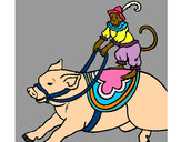 Dibujo Mono y cerdo pintado por Junnieth