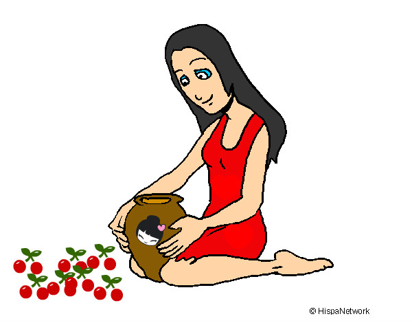 Dibujo Mujer y jarrón pintado por princesa84