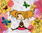 Dibujo Niña con mariposas pintado por Olita