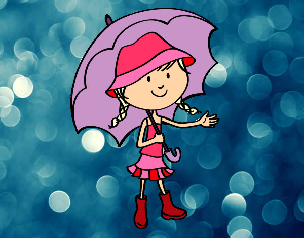 Dibujo Niña con paraguas pintado por chiquit