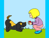 Dibujo Niña y perro jugando pintado por camila2003