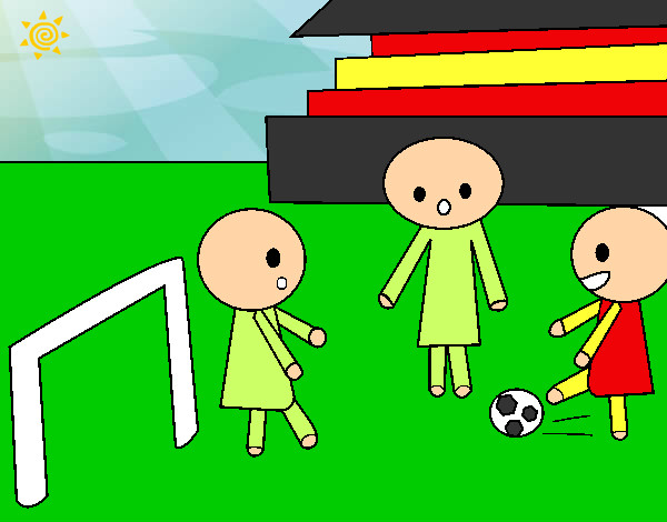 Dibujo Niños jugando a futbol pintado por leonwin