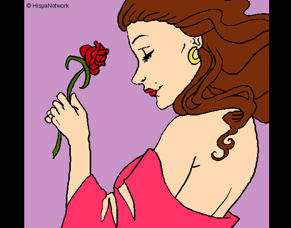 Dibujo Princesa con una rosa pintado por Michelle26