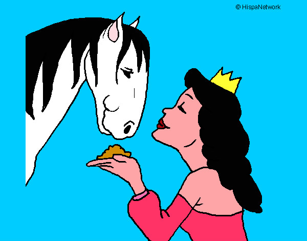 Dibujo Princesa y caballo pintado por chiquit