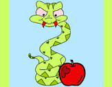 Dibujo Serpiente y manzana pintado por gauna