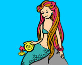 Dibujo Sirena con caracola pintado por iratxe