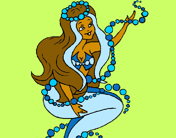 Dibujo Sirena entre burbujas pintado por avaeacag