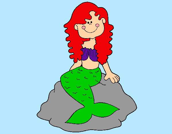 Dibujo Sirena sentada en una roca pintado por florcita02