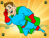Dibujo Superhéroe volando pintado por Monopop
