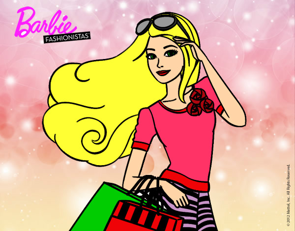 Dibujo Barbie con bolsas pintado por florcita02