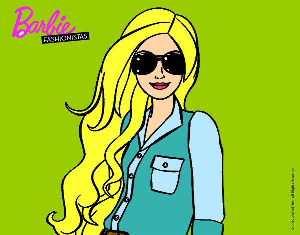 Dibujo Barbie con gafas de sol pintado por AndreaJoya