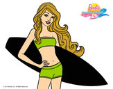 Dibujo Barbie con tabla de surf pintado por Jennifer01
