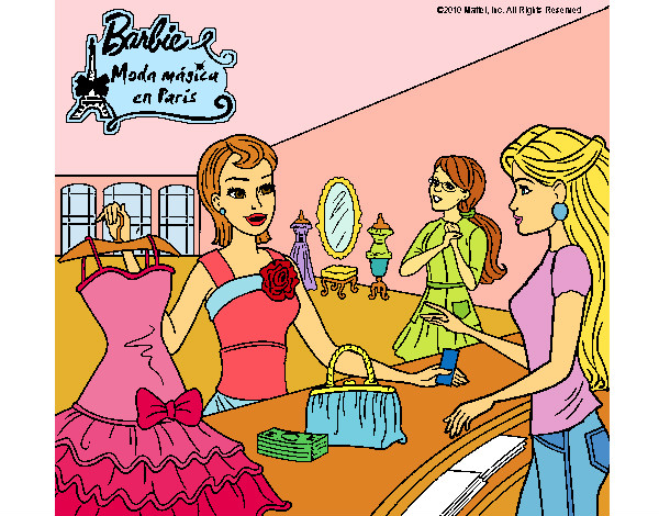 Dibujo Barbie en una tienda de ropa pintado por Lin187