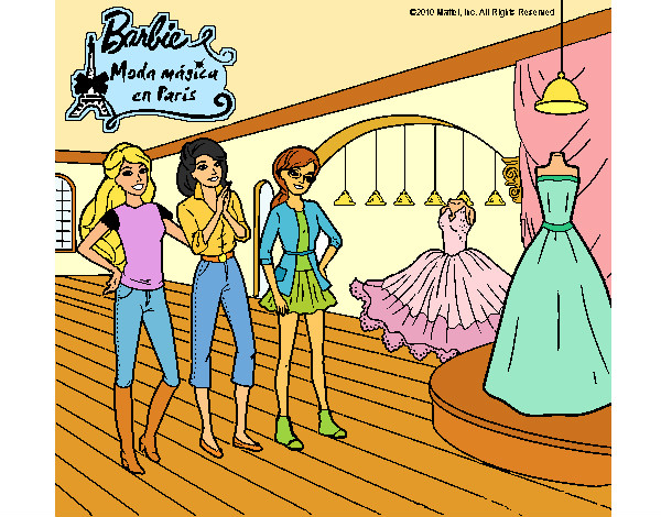 Dibujo Barbie mirando vestidos pintado por Lin187